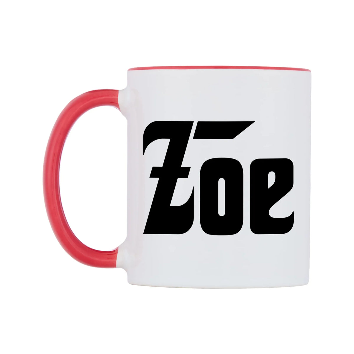 Zoe - Godfather Themed Mug — white 11oz gloss mug with a red inside and handle, right side, on a white background