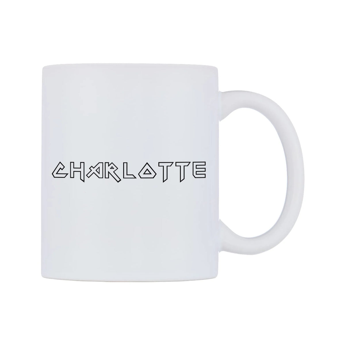 Charlotte - Iron Maiden Themed Mug — white 11oz gloss mug, left side, on a white background