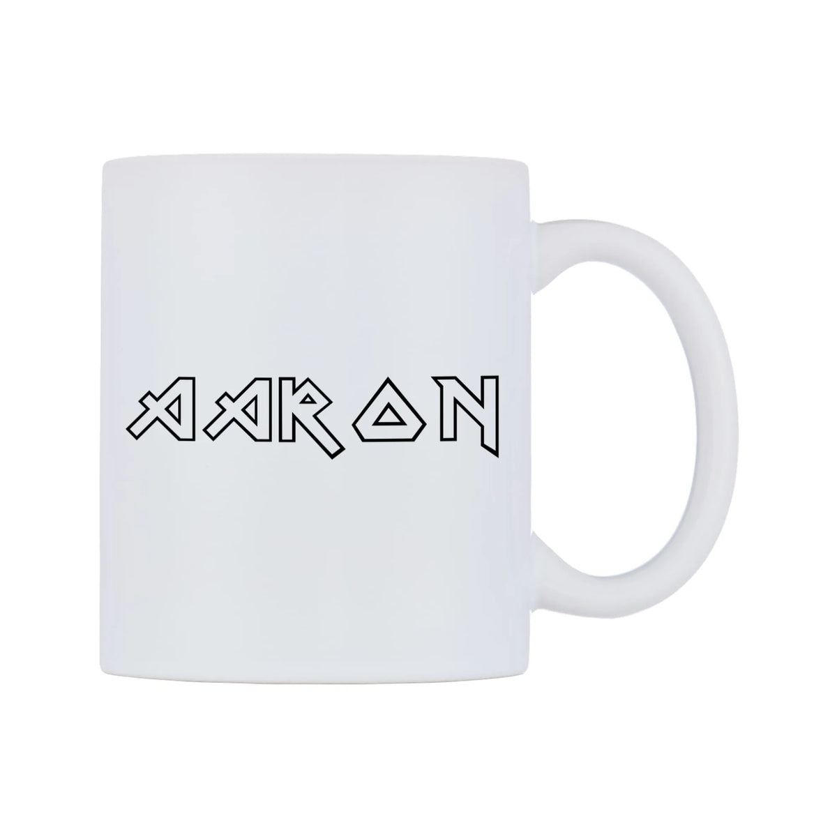Aaron - Iron Maiden Themed Mug — white 11oz gloss mug, left side, on a white background