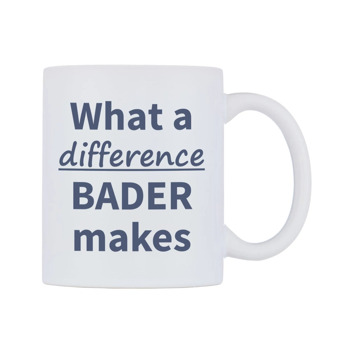 What a difference BADER makes Mug — mug, left side, on a white background