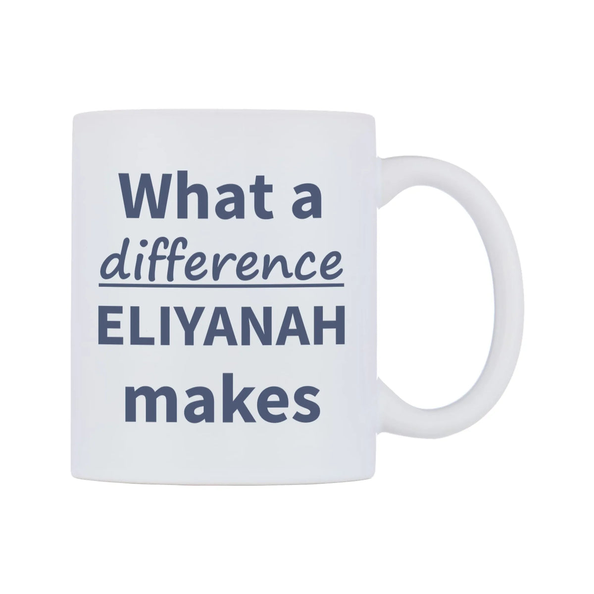 What a difference ELIYANAH makes Mug — mug, left side, on a white background