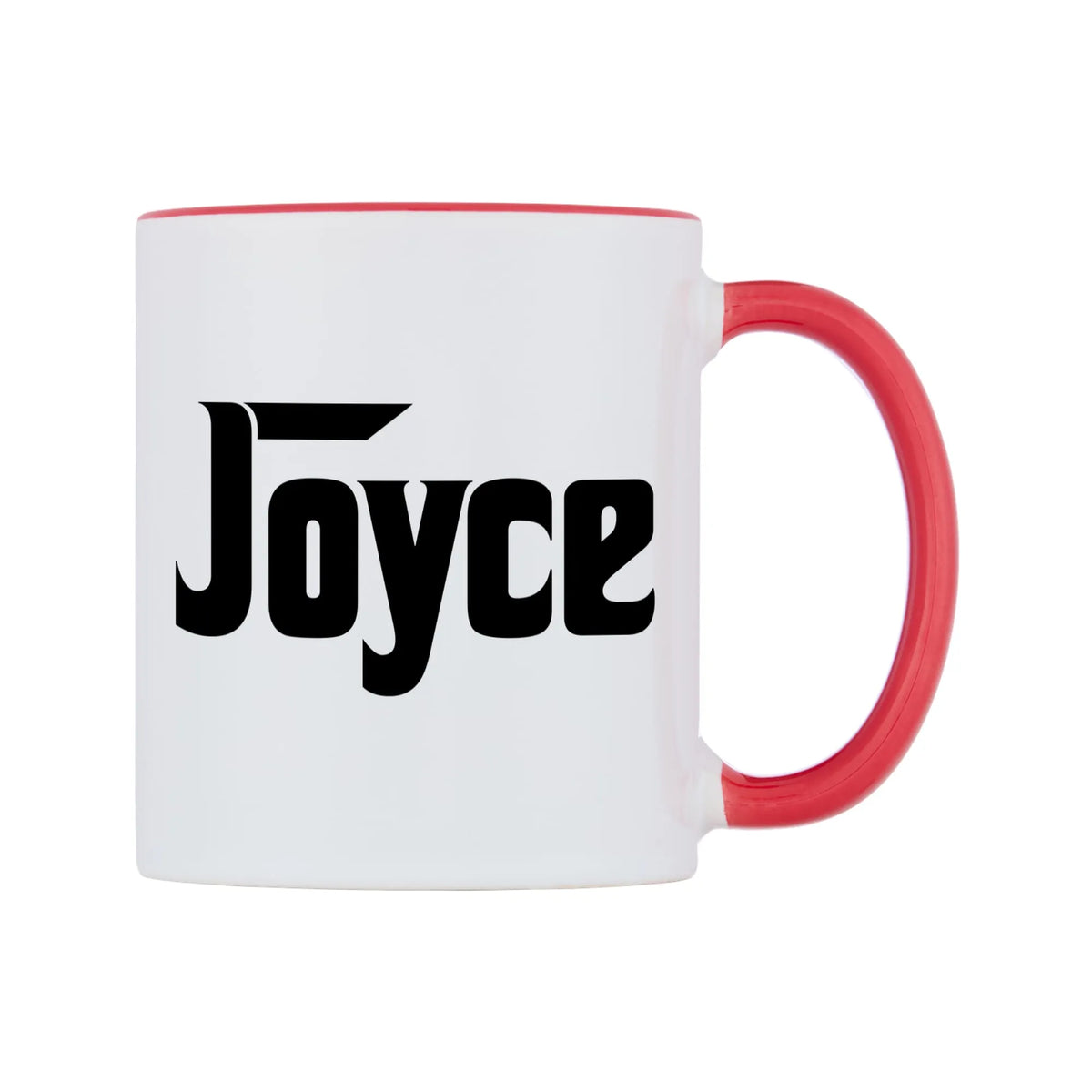 Joyce - Godfather Themed Mug — white 11oz gloss mug with a red inside and handle, left side, on a white background