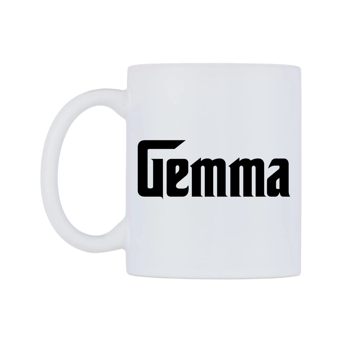 Gemma - Godfather Themed Mug — white 11oz gloss mug, right side, on a white background