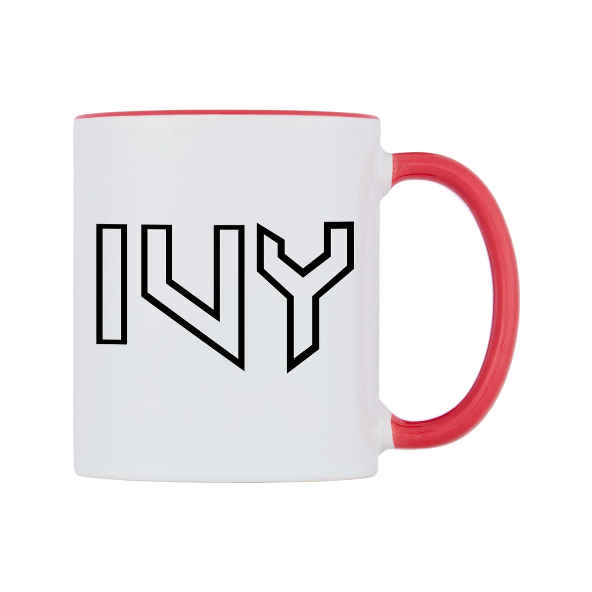 Ivy - Iron Maiden Themed Mug — white 11oz gloss mug with a red inside and handle, left side, on a white background
