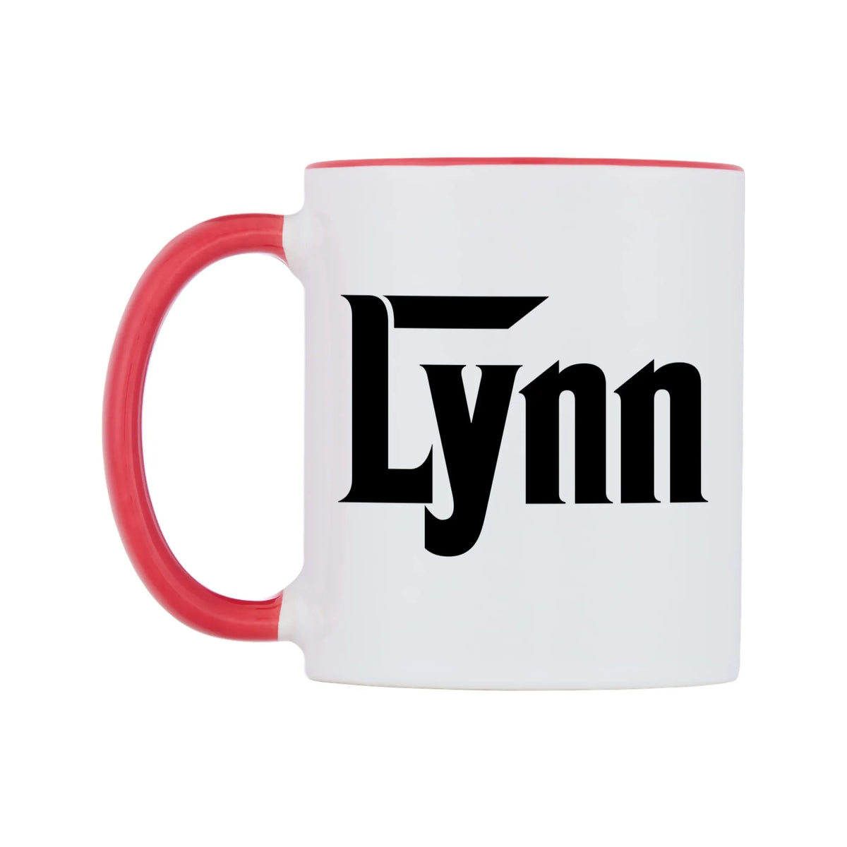 Lynn - Godfather Themed Mug — white 11oz gloss mug with a red inside and handle, right side, on a white background