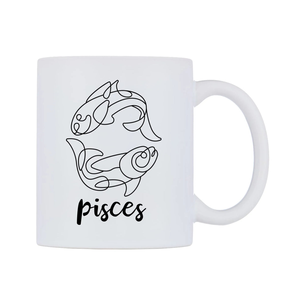 Zodiac Sign Pisces Mug — white 11oz gloss mug, left side, on a white background