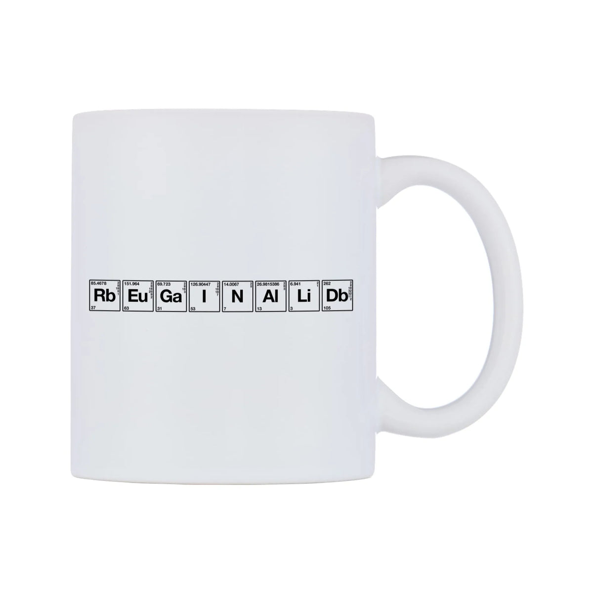 Reginald - Chemistry Themed Mug — mug, left side, on a white background