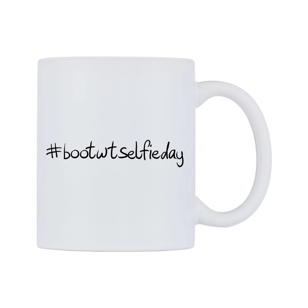 bootwtselfieday Mug — mug, left side, on a white background