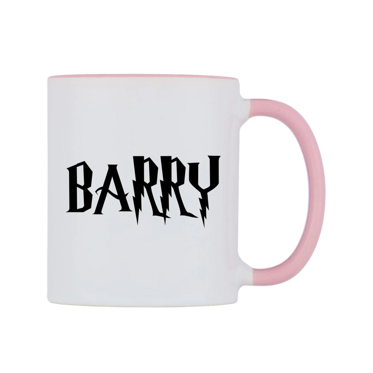 Barry - Wizard Themed Mug — white 11oz gloss mug with a pink inside and handle, left side, on a white background