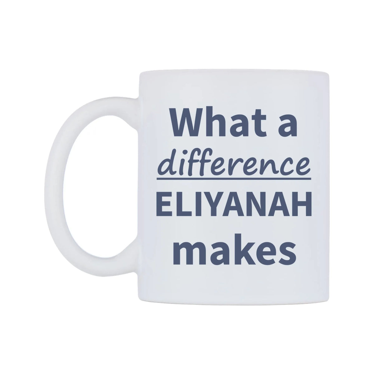 What a difference ELIYANAH makes Mug — mug, right side, on a white background