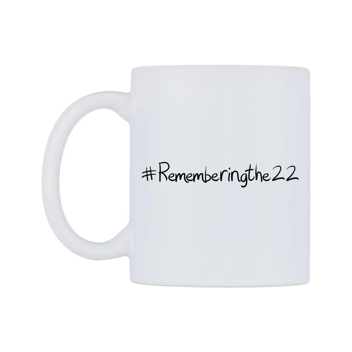 Rememberingthe22 Mug — mug, right side, on a white background