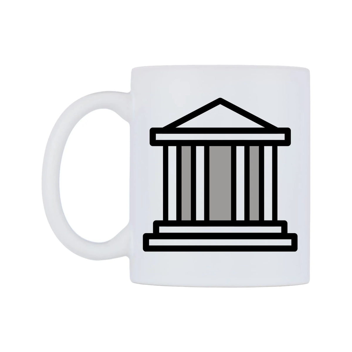 Classical Building Emoji Mug — mug, right side, on a white background