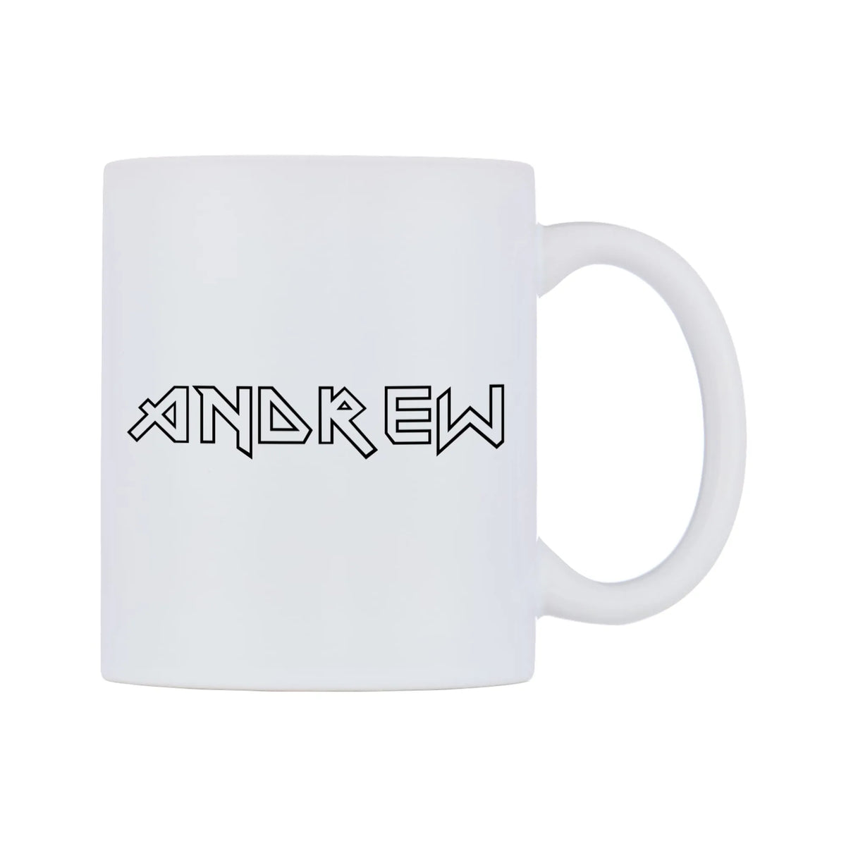 Andrew - Iron Maiden Themed Mug — white 11oz gloss mug, left side, on a white background