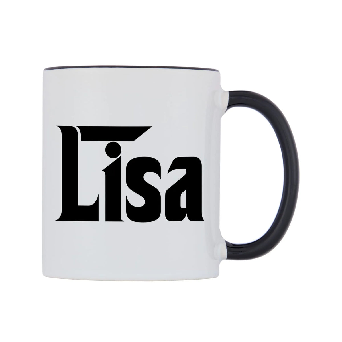 Lisa - Godfather Themed Mug — white 11oz gloss mug with a black inside and handle, left side, on a white background