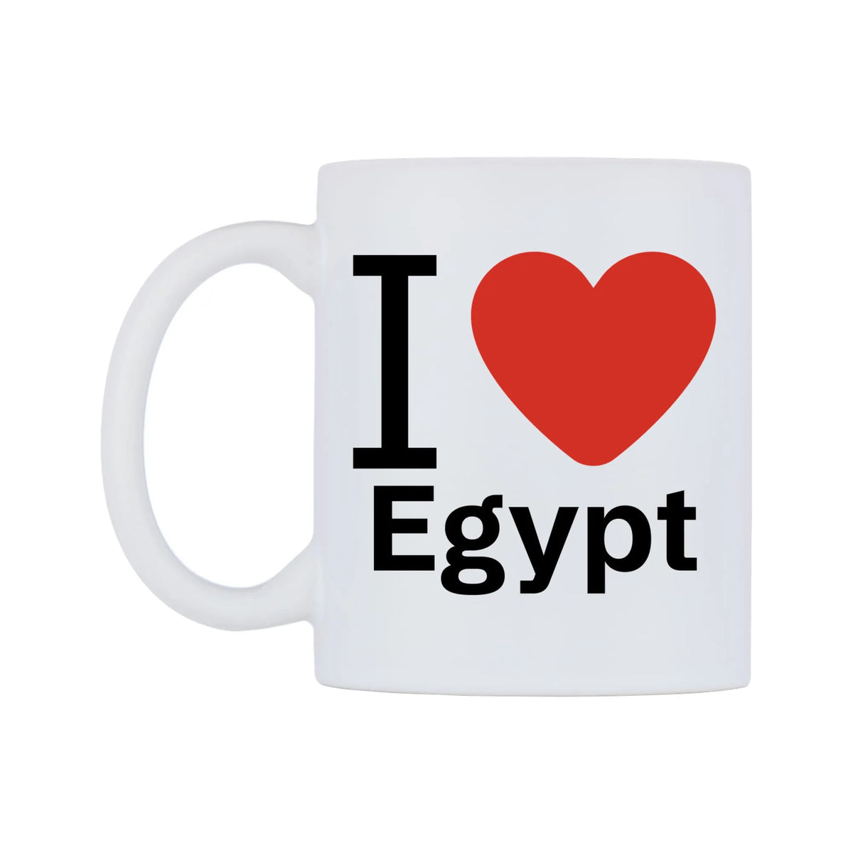 I Love Egypt Mug — white 11oz gloss mug, right side, on a white background