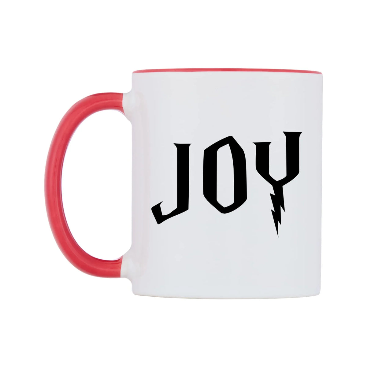 Joy - Wizard Themed Mug — white 11oz gloss mug with a red inside and handle, right side, on a white background