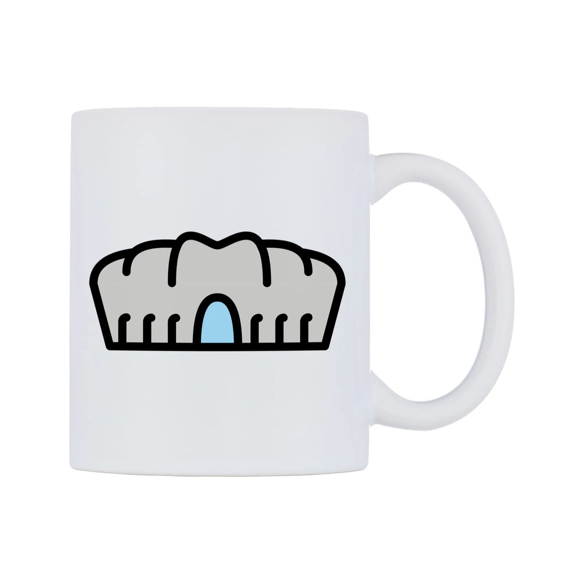 Stadium Emoji Mug — mug, left side, on a white background