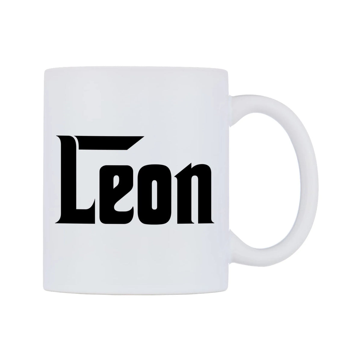 Leon - Godfather Themed Mug — white 11oz gloss mug, left side, on a white background