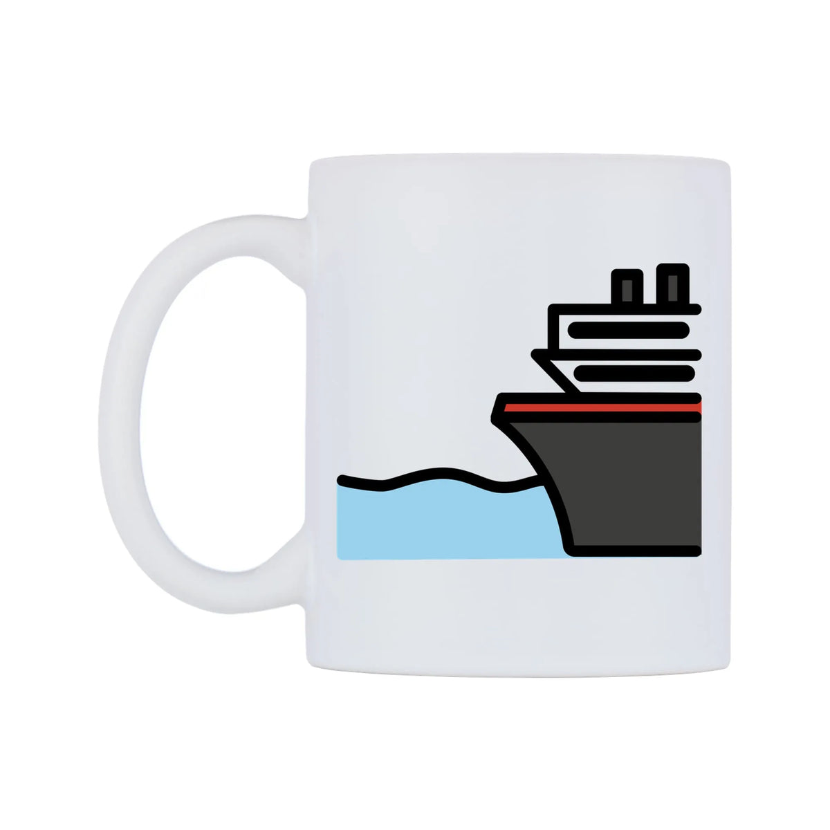 Ferry Emoji Mug — mug, right side, on a white background