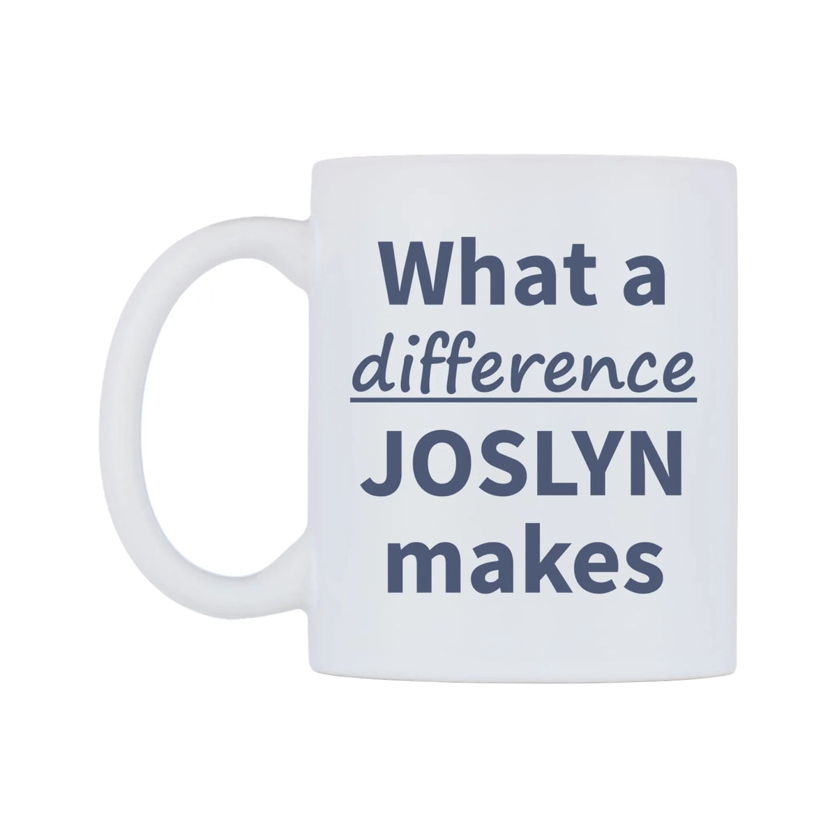 What a difference JOSLYN makes Mug — mug, right side, on a white background