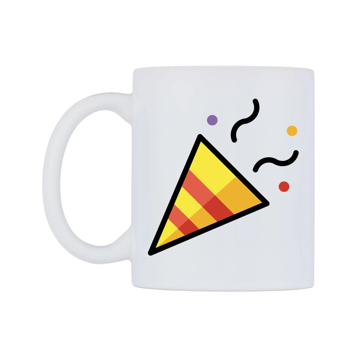 Party Popper Emoji Mug — mug, right side, on a white background