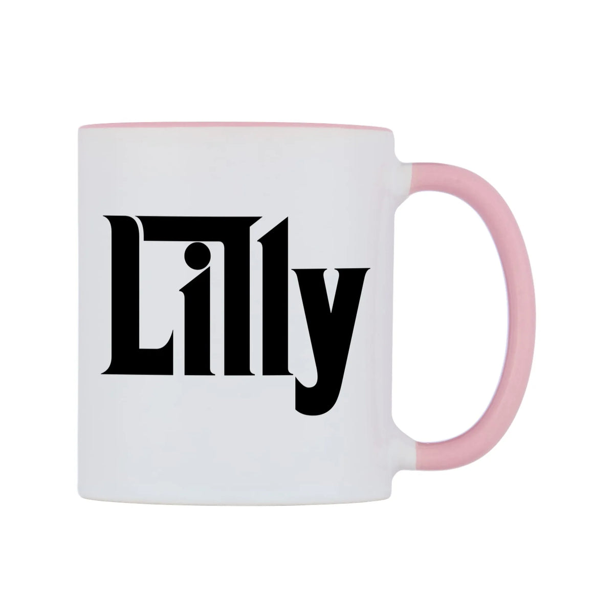 Lilly - Godfather Themed Mug — white 11oz gloss mug with a pink inside and handle, left side, on a white background
