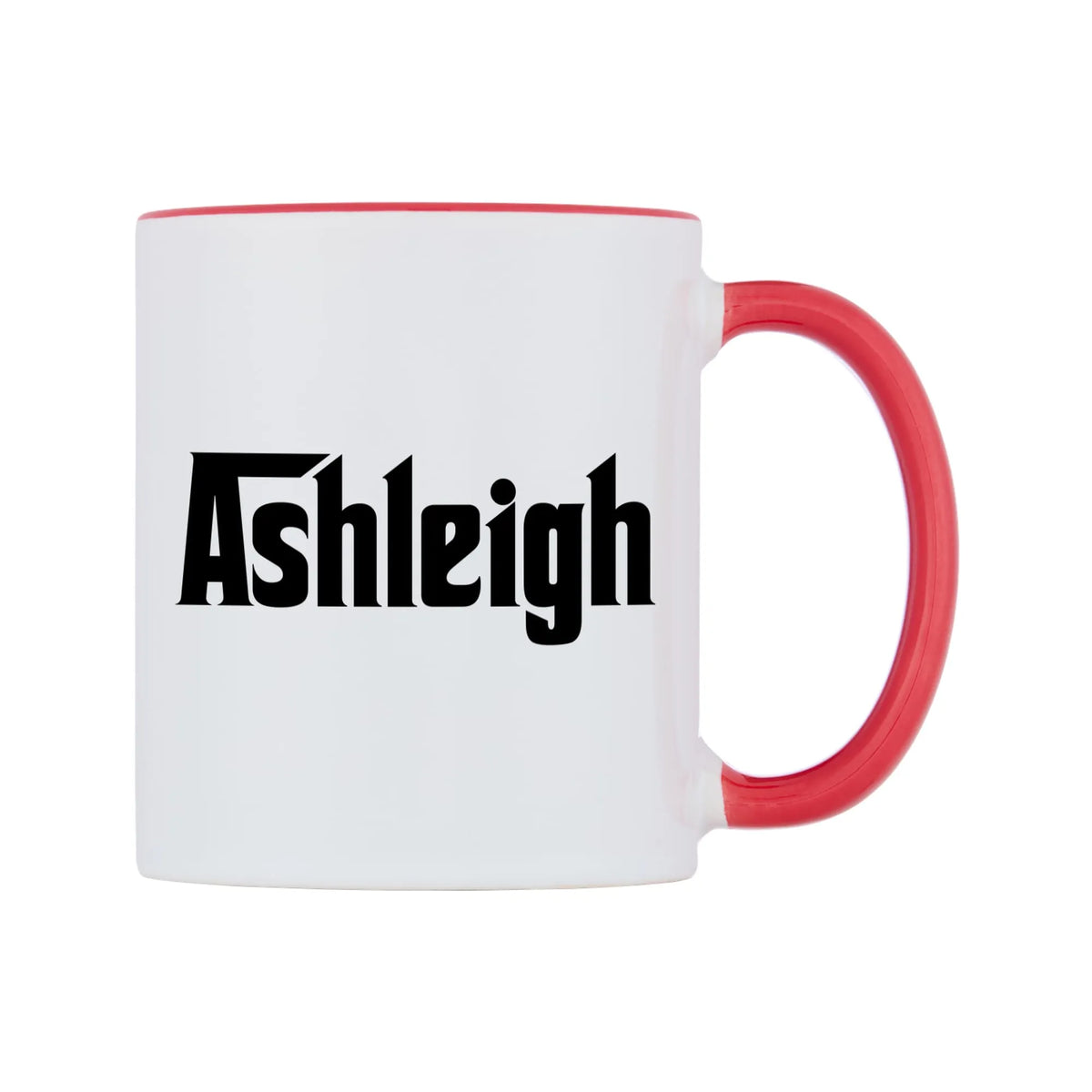 Ashleigh - Godfather Themed Mug — white 11oz gloss mug with a red inside and handle, left side, on a white background