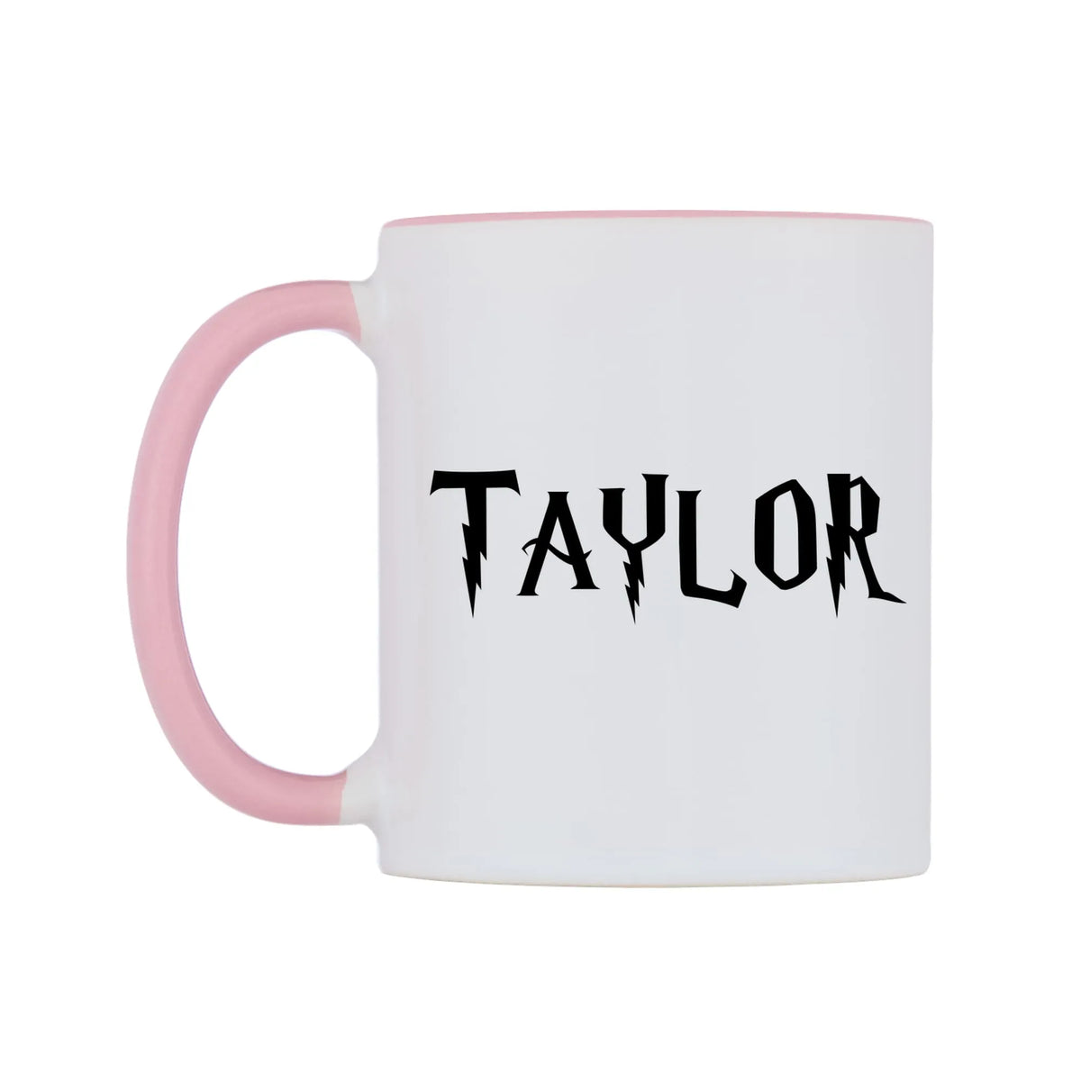 Taylor - Wizard Themed Mug — white 11oz gloss mug with a pink inside and handle, right side, on a white background