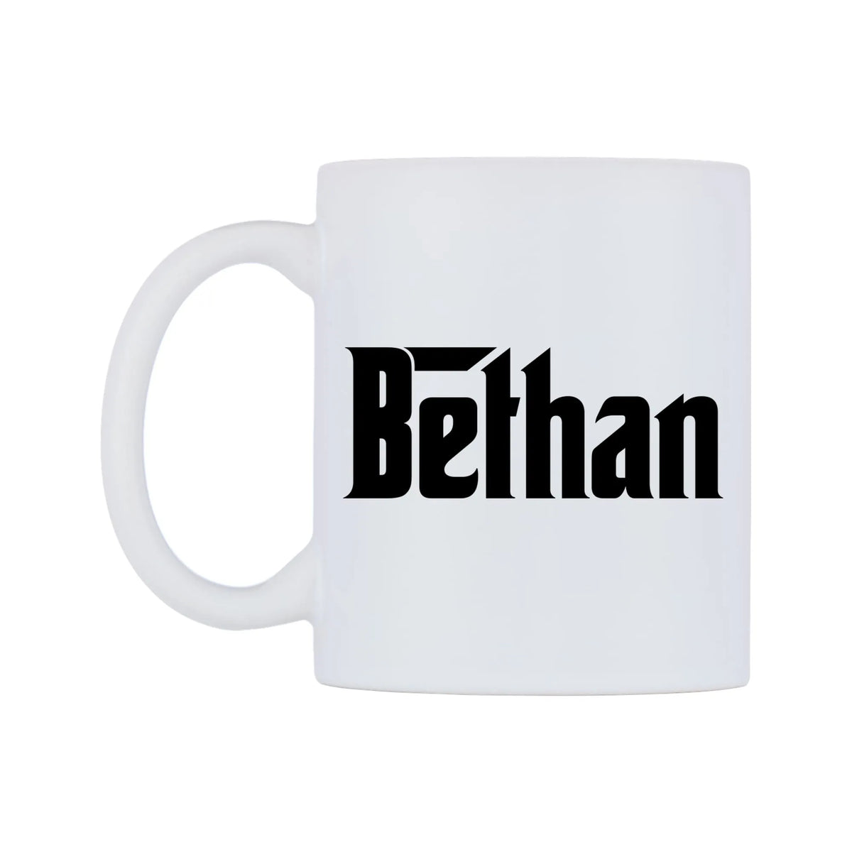 Bethan - Godfather Themed Mug — white 11oz gloss mug, right side, on a white background