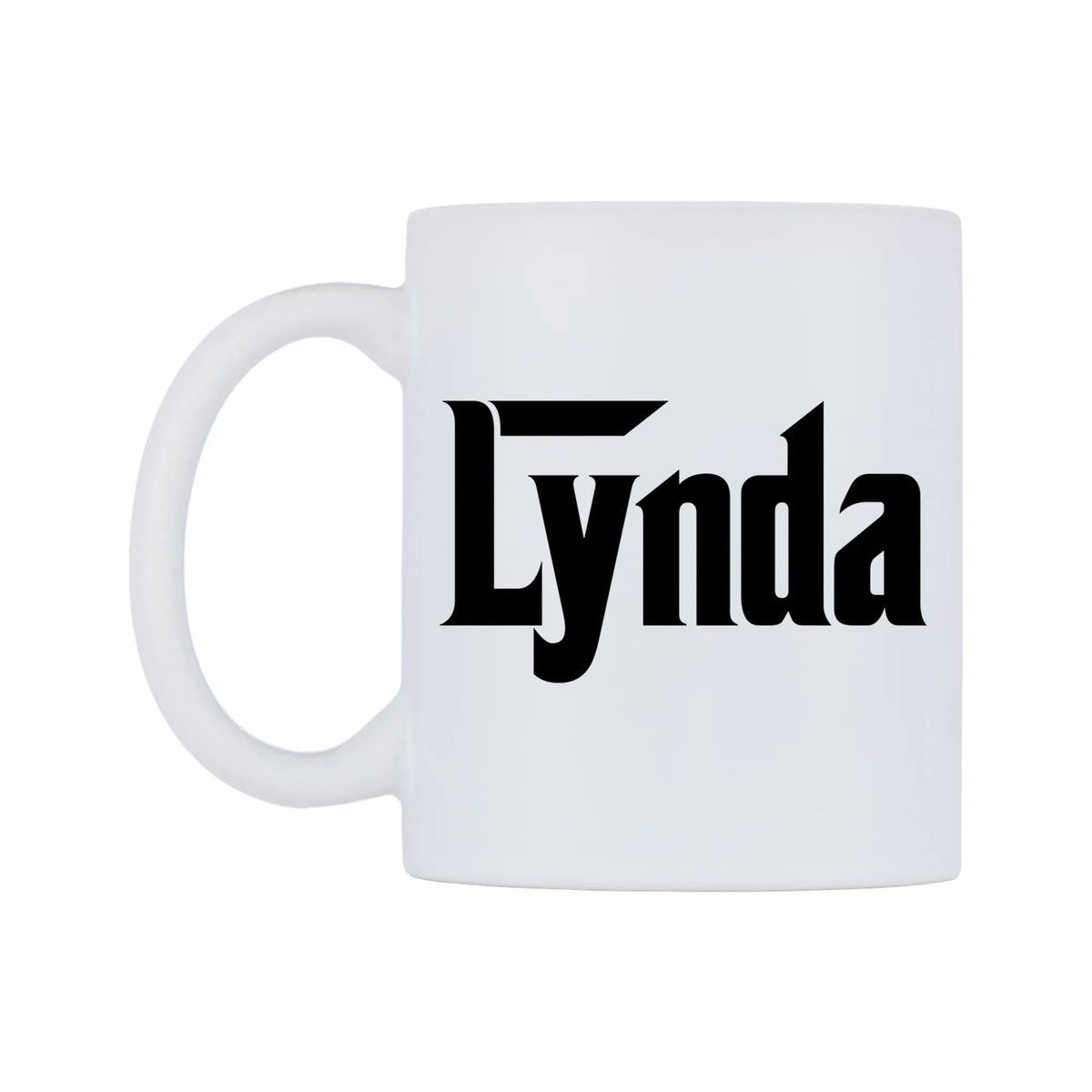 Lynda - Godfather Themed Mug — white 11oz gloss mug, right side, on a white background