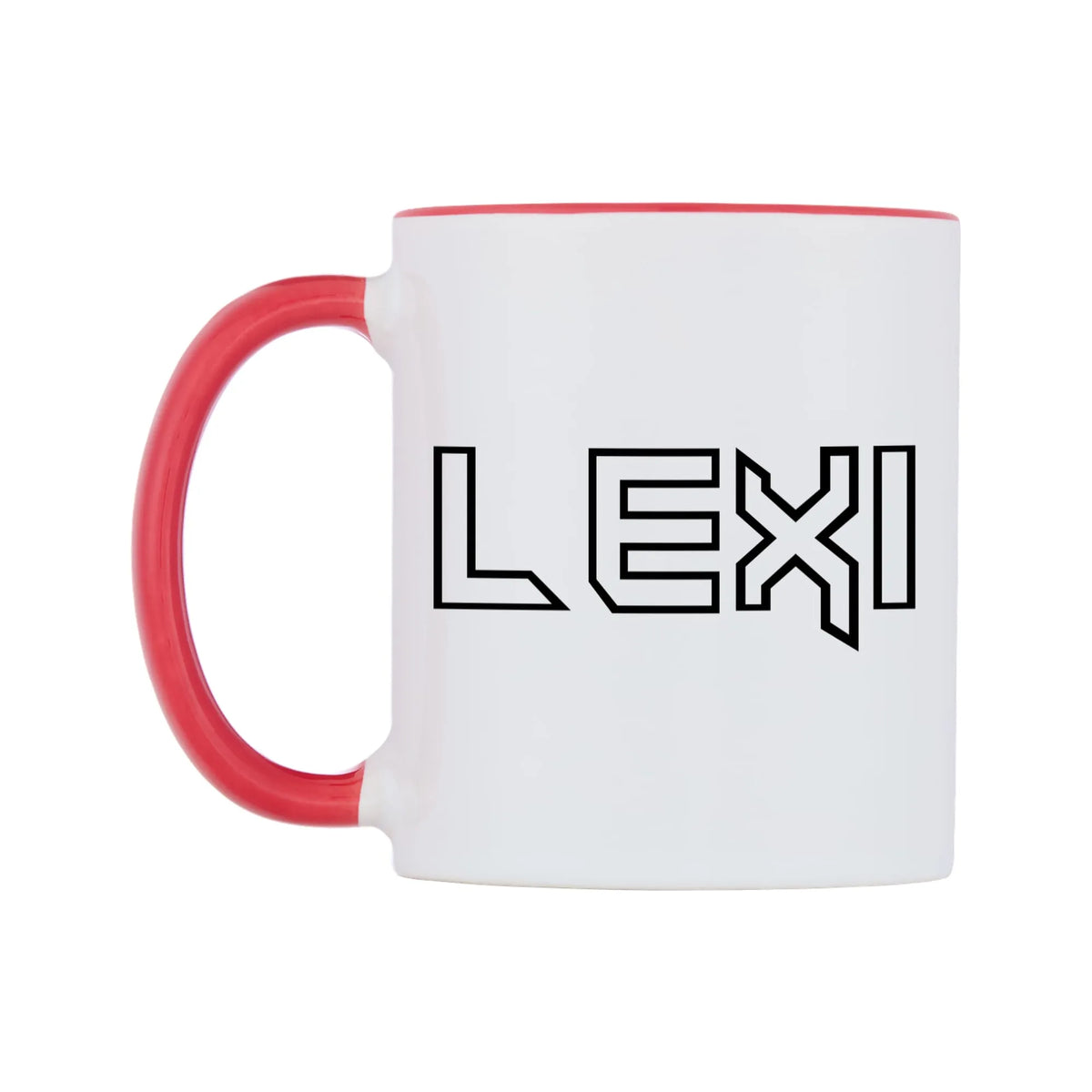 Lexi - Iron Maiden Themed Mug — white 11oz gloss mug with a red inside and handle, right side, on a white background