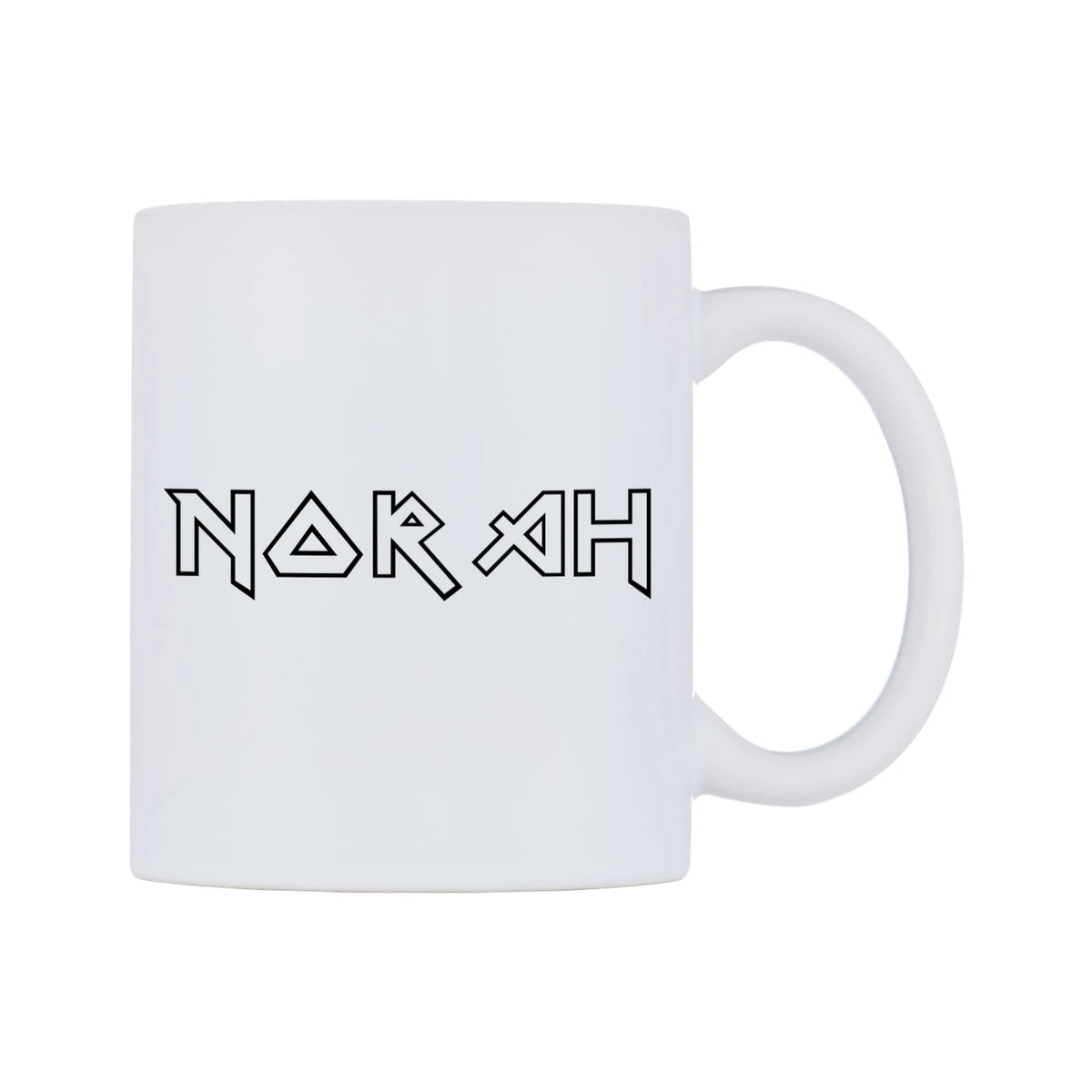 Norah - Iron Maiden Themed Mug — white 11oz gloss mug, left side, on a white background