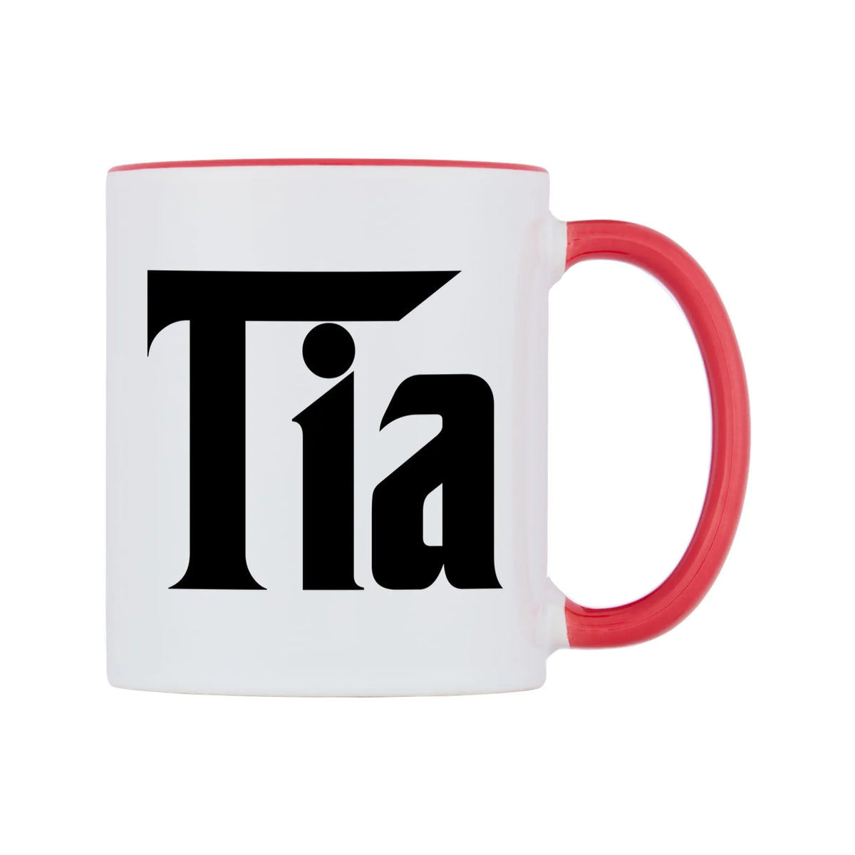 Tia - Godfather Themed Mug — white 11oz gloss mug with a red inside and handle, left side, on a white background