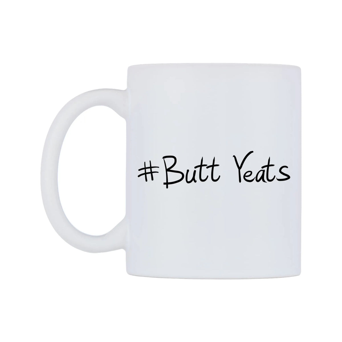 Butt Yeats Mug — mug, right side, on a white background