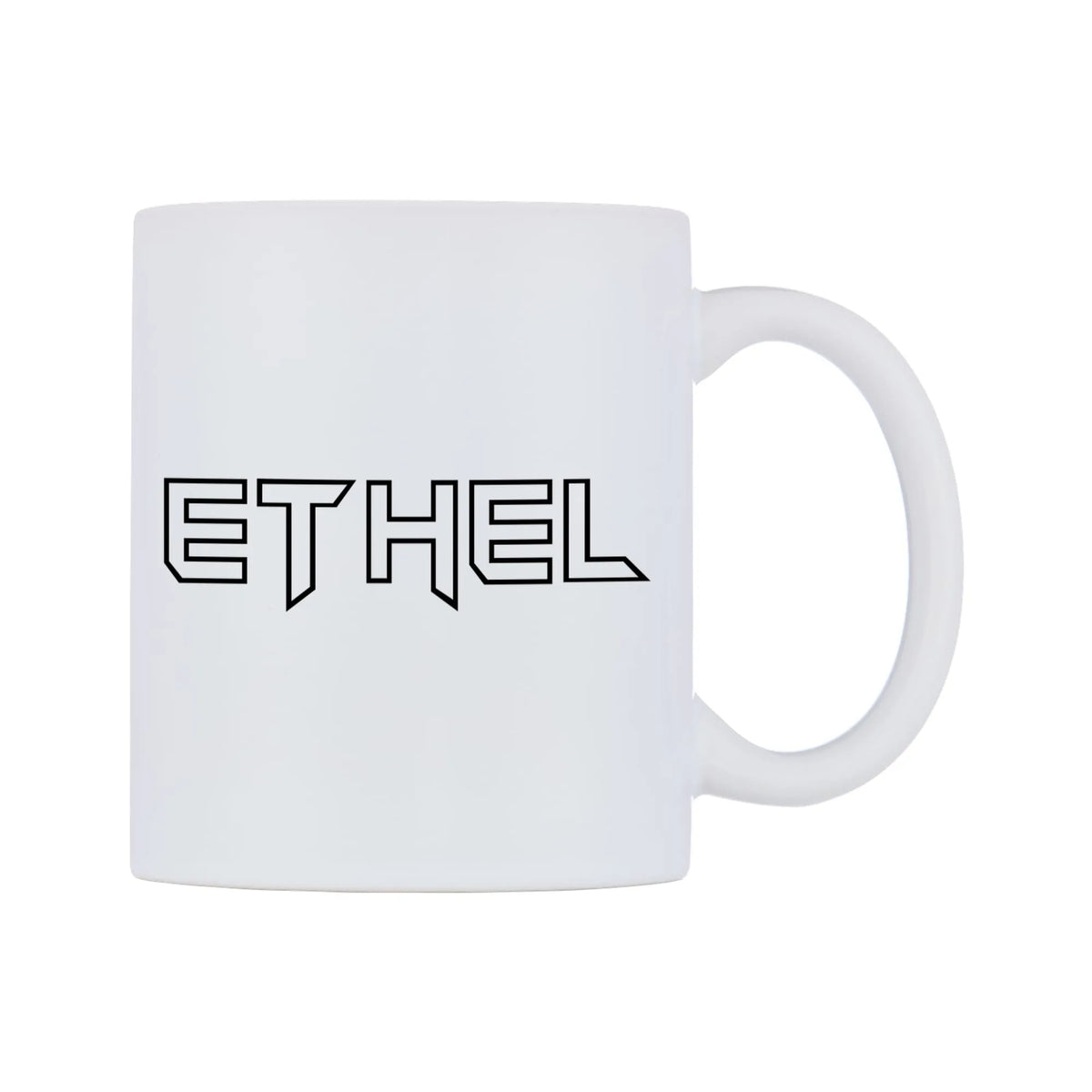 Ethel - Iron Maiden Themed Mug — white 11oz gloss mug, left side, on a white background