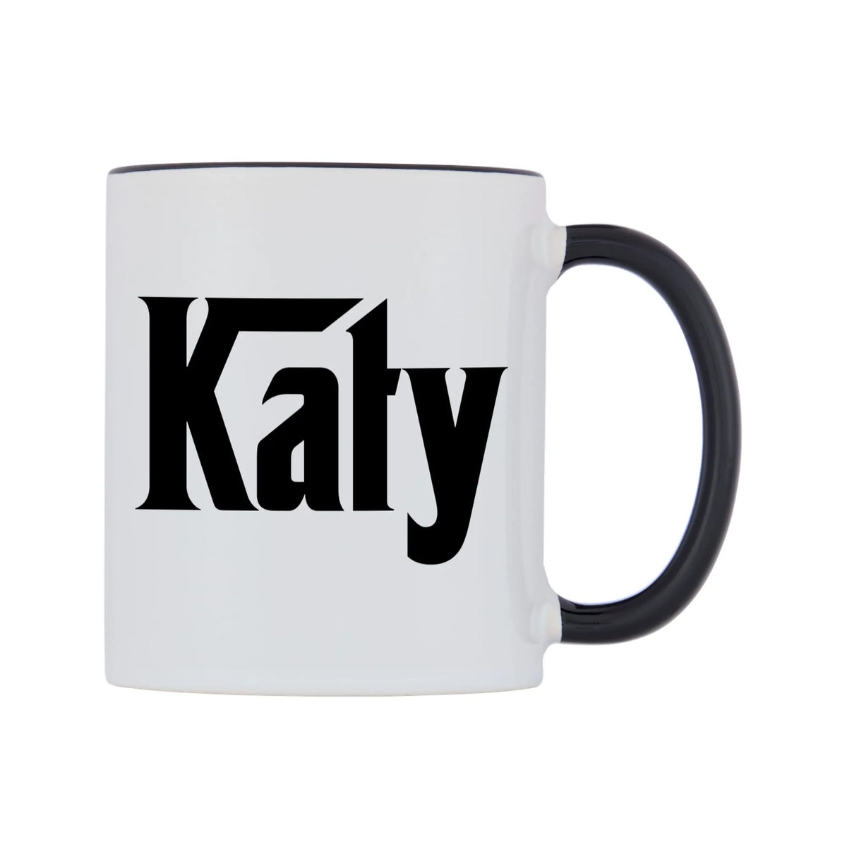 Katy - Godfather Themed Mug — white 11oz gloss mug with a black inside and handle, left side, on a white background