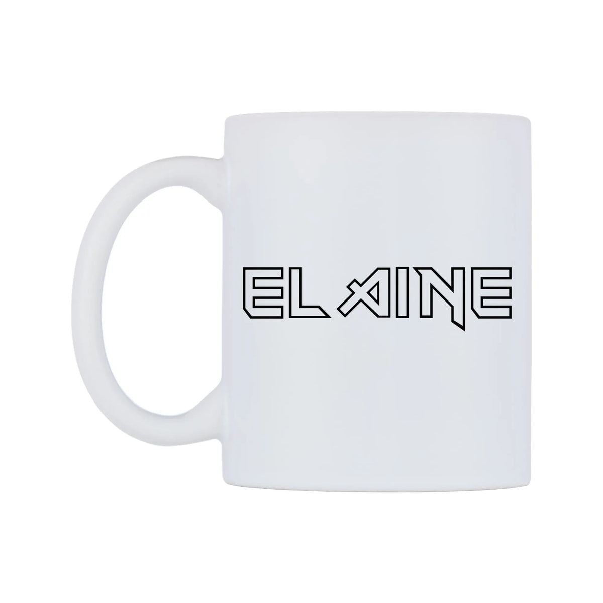Elaine - Iron Maiden Themed Mug — white 11oz gloss mug, right side, on a white background