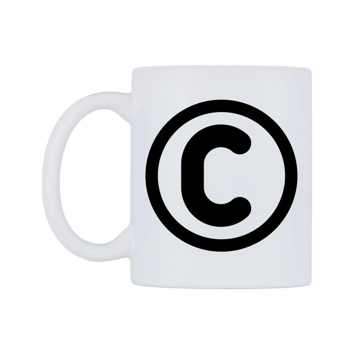 Copyright Emoji Mug — mug, right side, on a white background