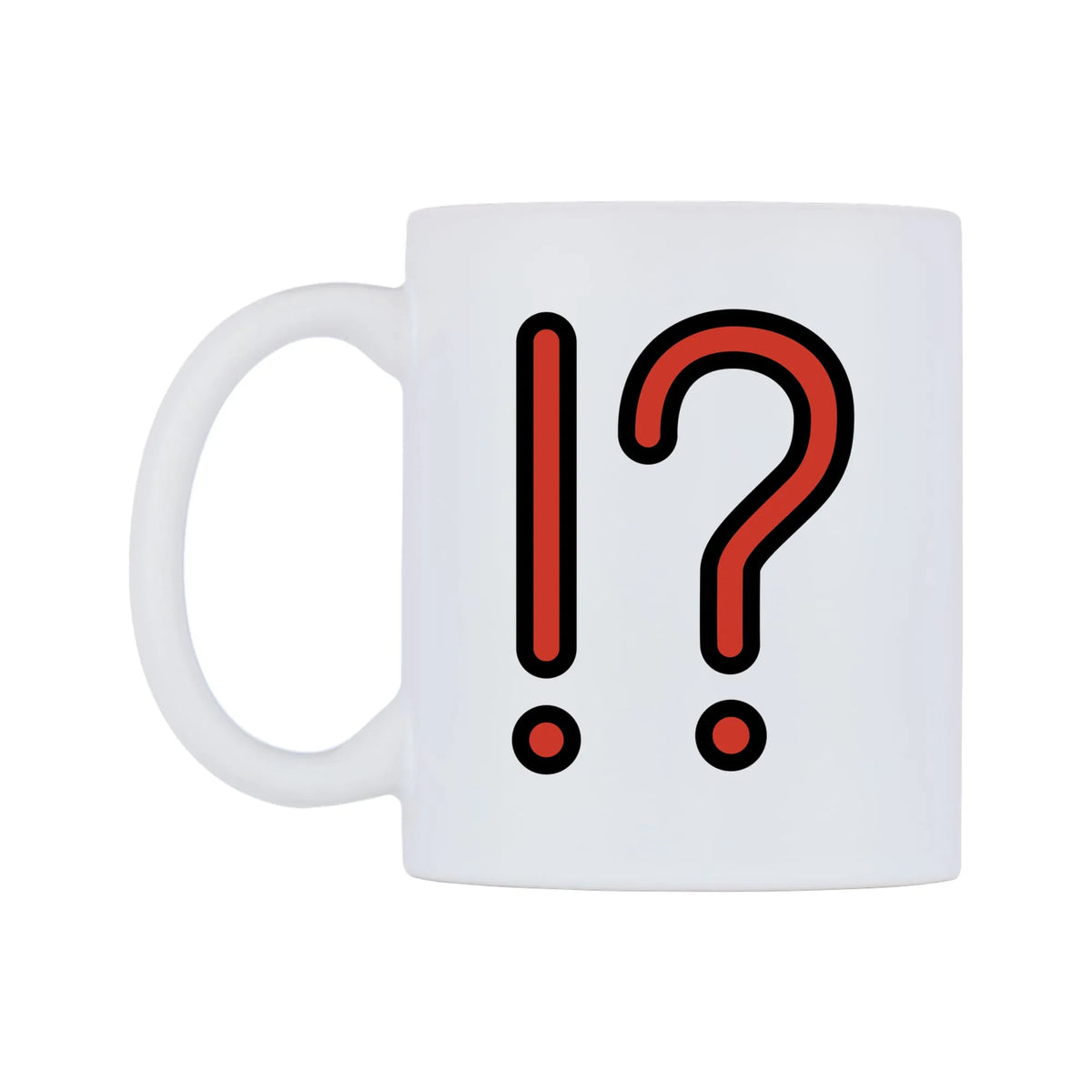 Exclamation Question Mark Emoji Mug — mug, right side, on a white background