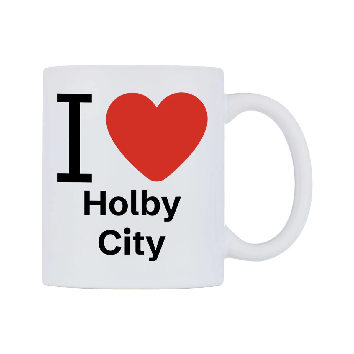 I Love Holby City Mug — white 11oz gloss mug, left side, on a white background