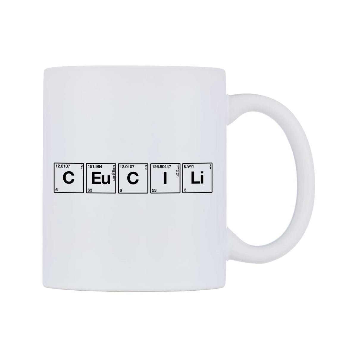 Cecil - Chemistry Themed Mug — mug, left side, on a white background