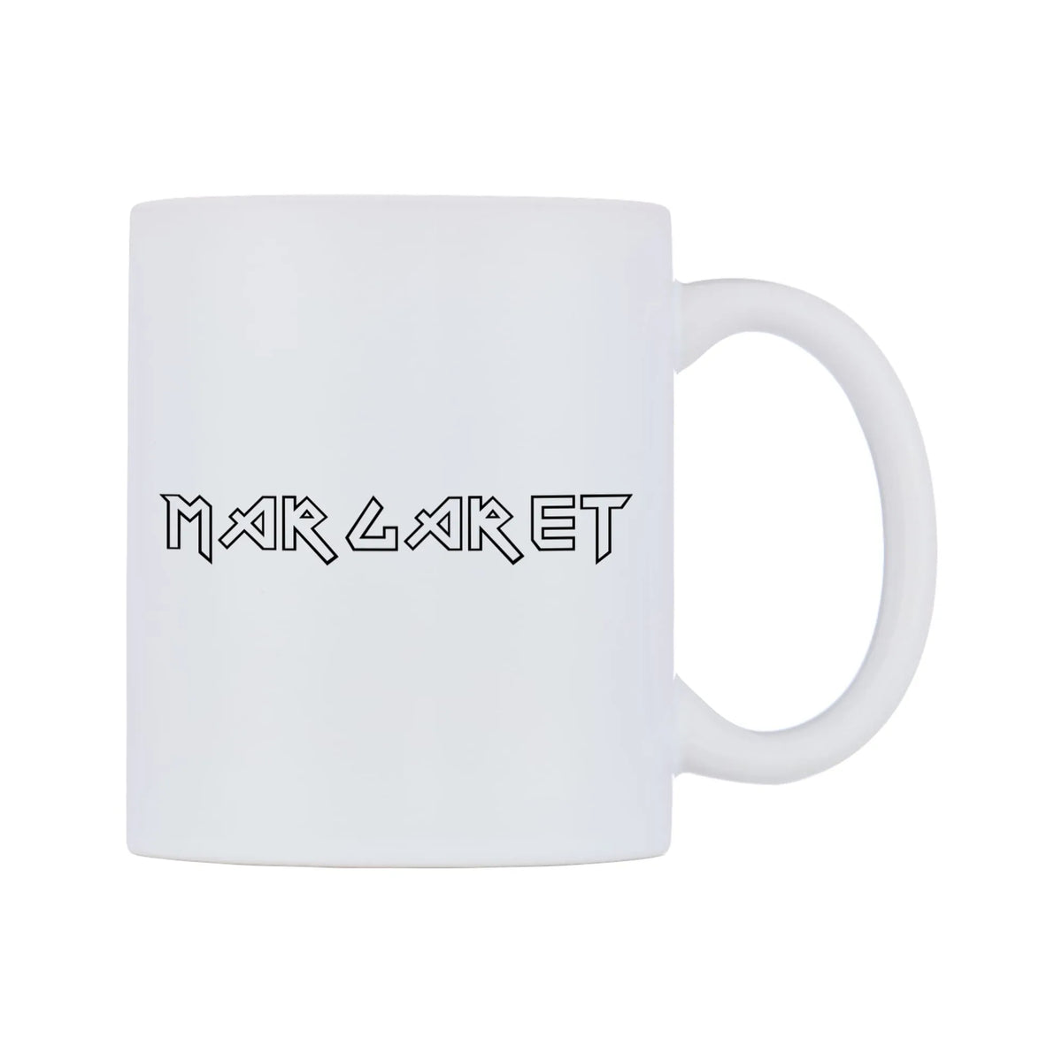 Margaret - Iron Maiden Themed Mug — white 11oz gloss mug, left side, on a white background