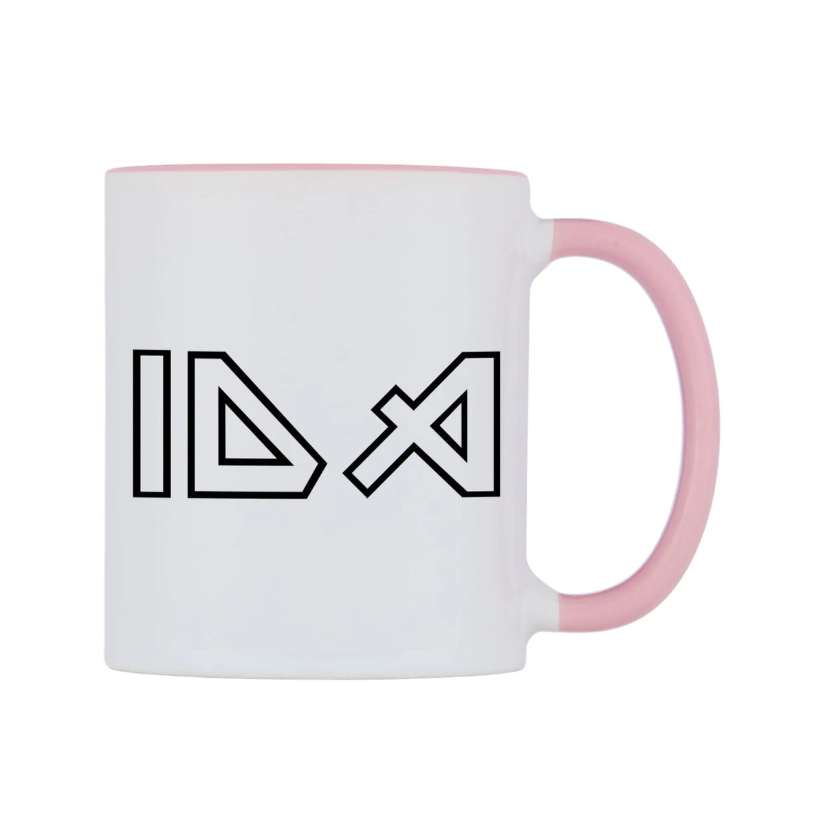 Ida - Iron Maiden Themed Mug — white 11oz gloss mug with a pink inside and handle, left side, on a white background