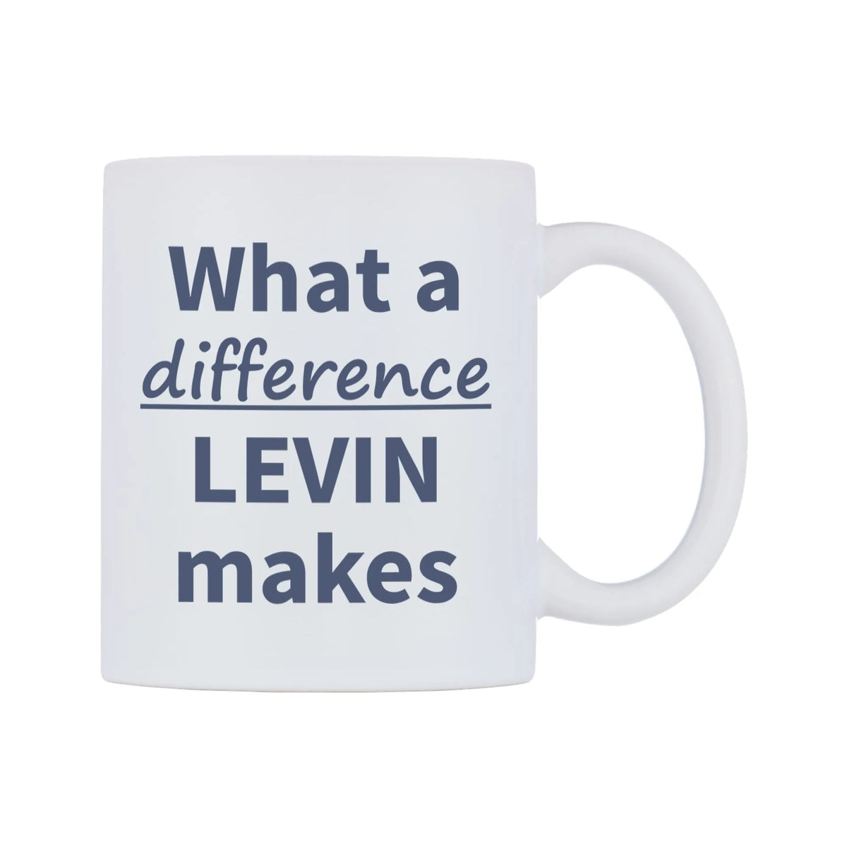 What a difference LEVIN makes Mug — mug, left side, on a white background