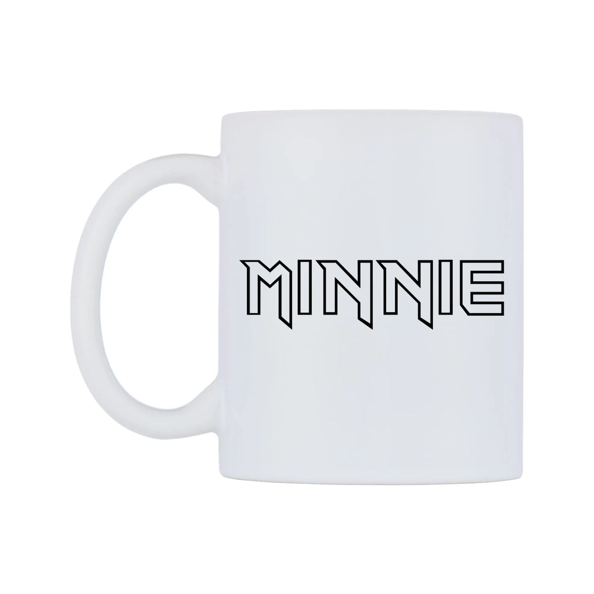 Minnie - Iron Maiden Themed Mug — white 11oz gloss mug, right side, on a white background