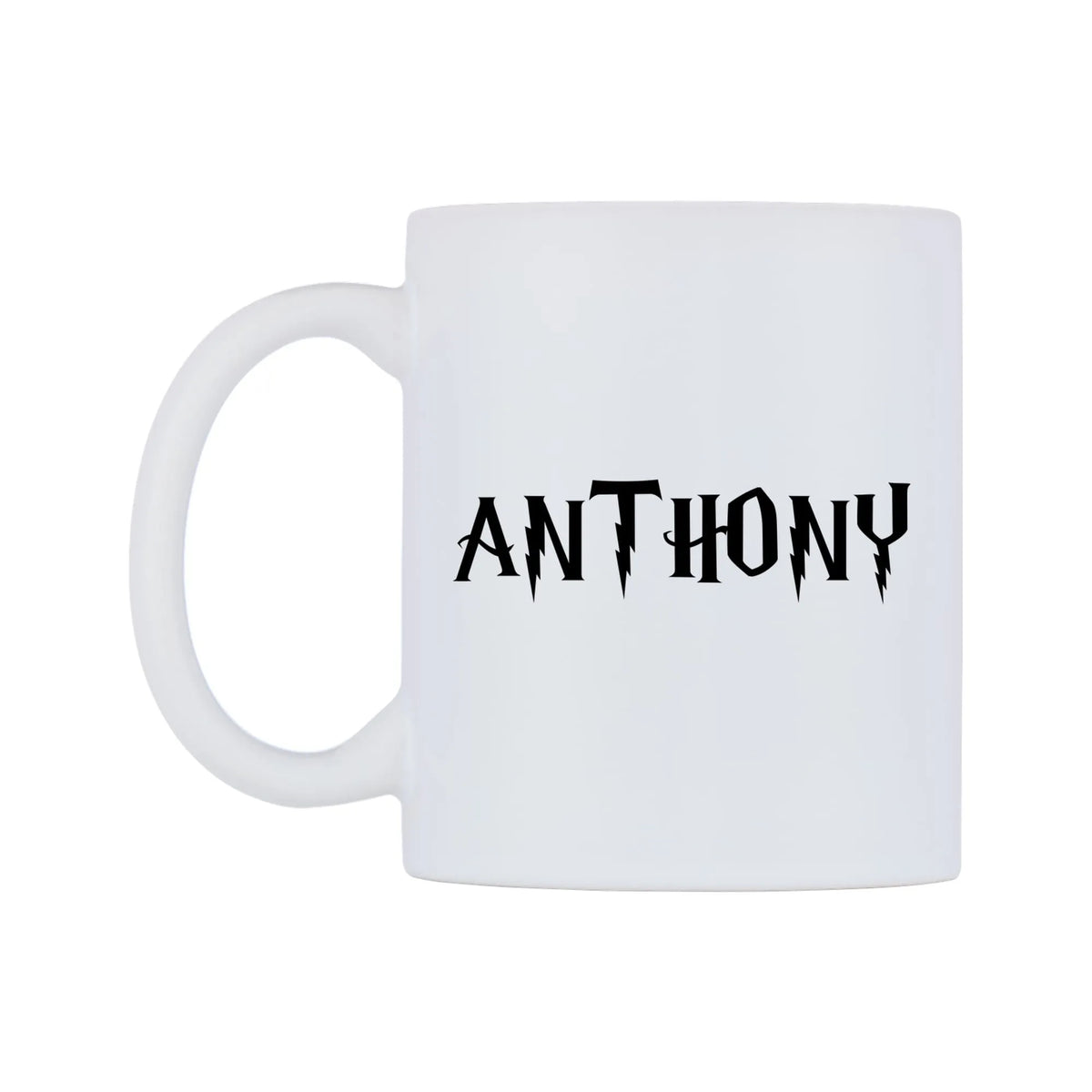 Anthony - Wizard Themed Mug — white 11oz gloss mug, right side, on a white background