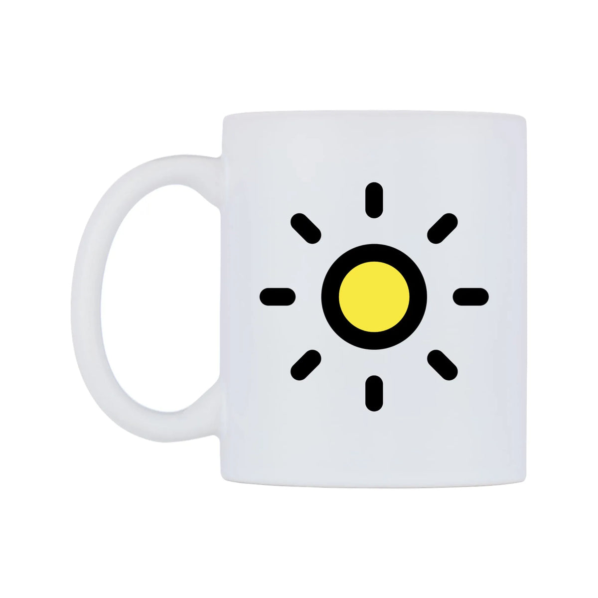 Dim Button Emoji Mug — mug, right side, on a white background