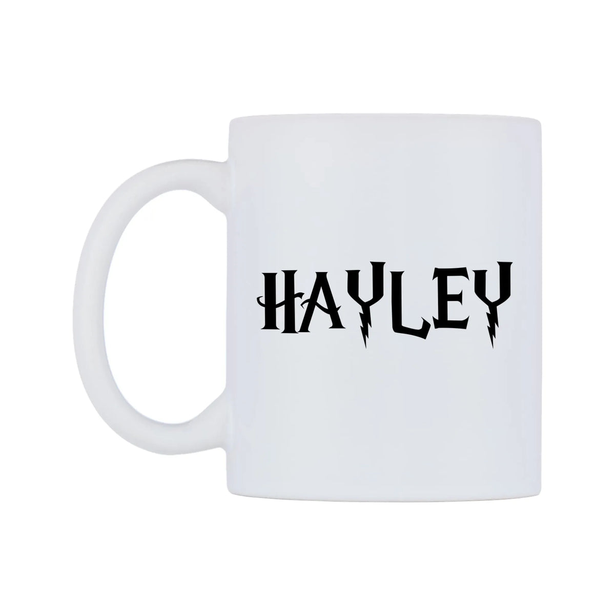 Hayley - Wizard Themed Mug — white 11oz gloss mug, right side, on a white background