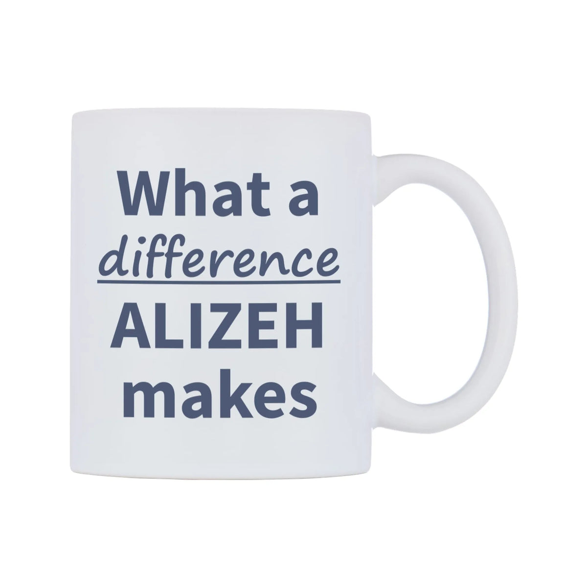 What a difference ALIZEH makes Mug — mug, left side, on a white background