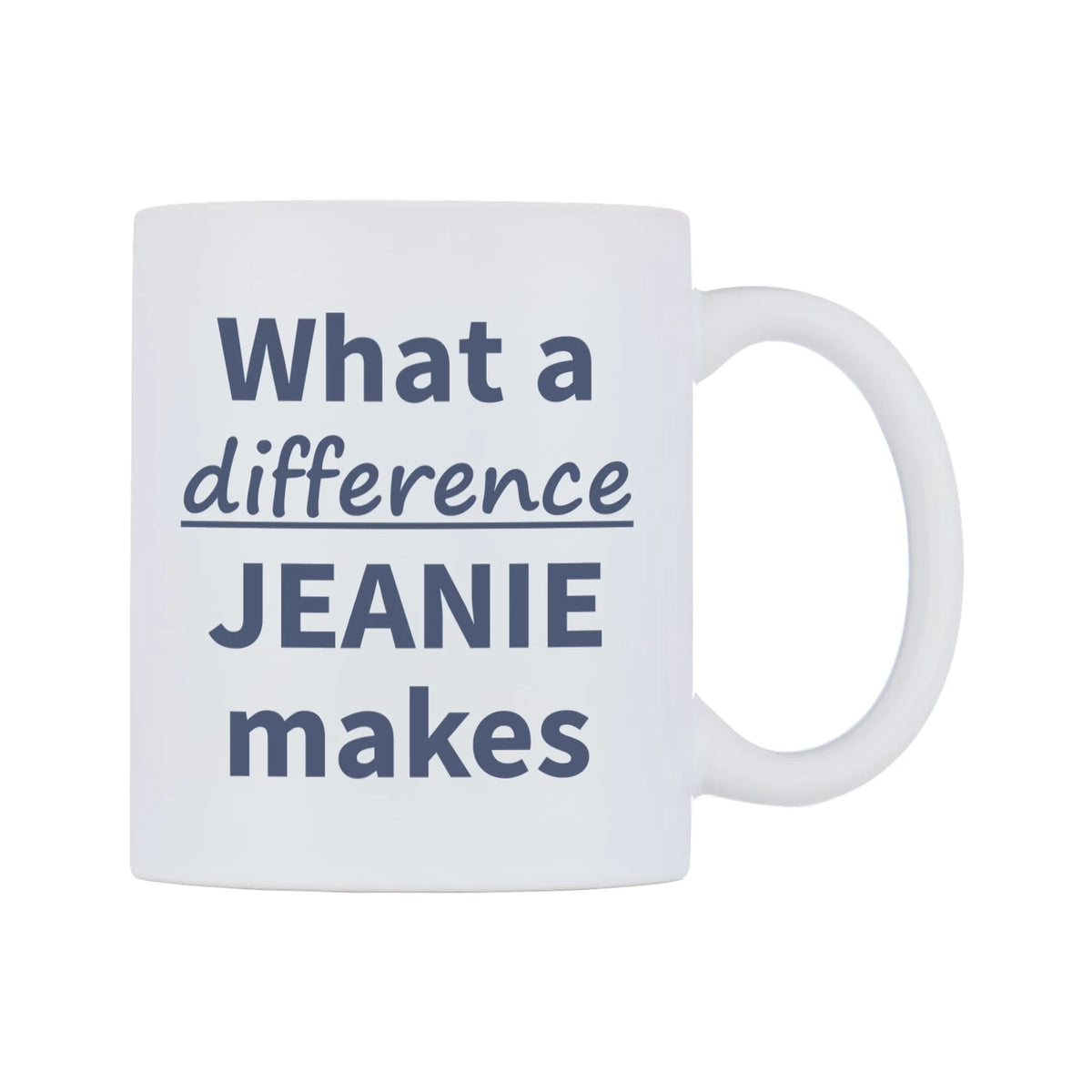 What a difference JEANIE makes Mug — mug, left side, on a white background